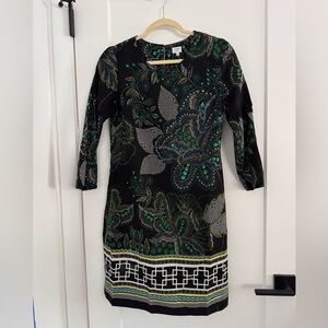 Crown and Ivy Black and Green Patterned Dress